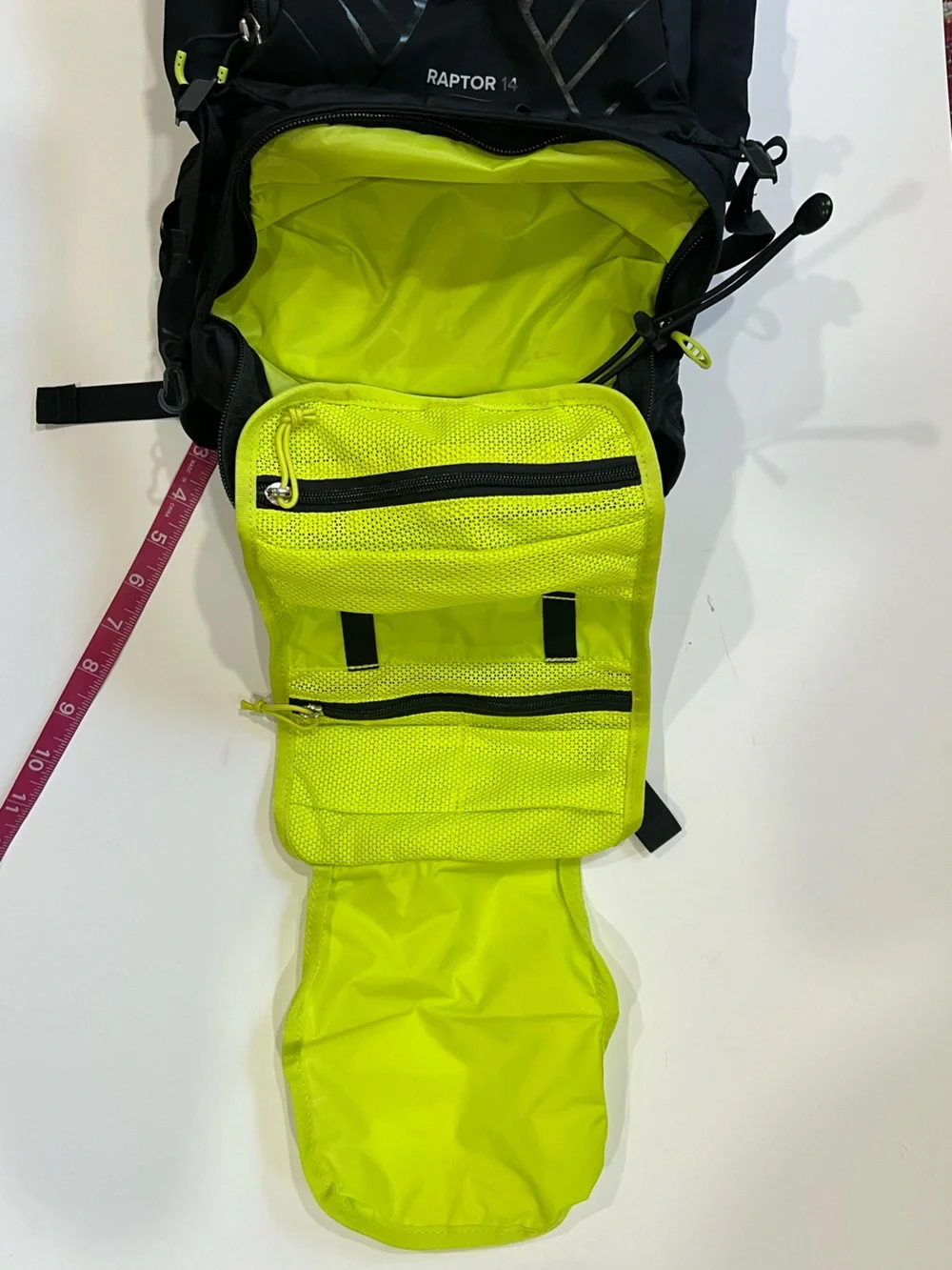 Osprey Raptor 14 Hydration Hiking Backpack - Black with Lime Accents